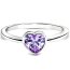 Silberring Solitaire mit Amethyst aus 925 Silber rhodiniert im Etui GRAVUR OPTION Gr. 48 - Durchmesser 15,3 mm