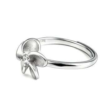 Silberring Blüte mattiert Gr. 48 - 54