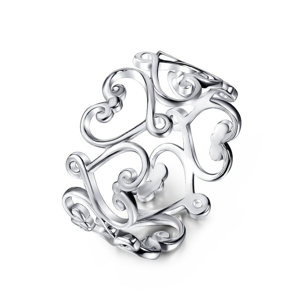 Silberring Oriental Hearts aus 925 Silber rhodiniert im Etui Gr. 48 - Durchmesser 15,3 mm