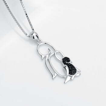 Anhänger Pinguine Vater & Kind aus 925 Silber mit Zirkonien schwarz pave  inkl. Kette im Etui