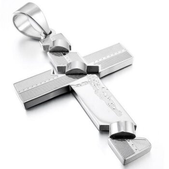 Anhänger Kreuz Jesus silber aus 316 L Edelstahl...