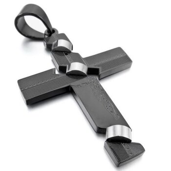 Anhänger Kreuz Jesus silber schwarz aus 316 L...