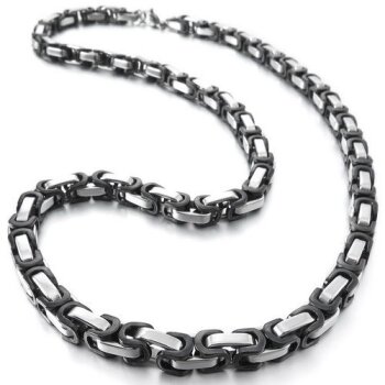 Byzantine king necklace silver black stainless steel UNISEX