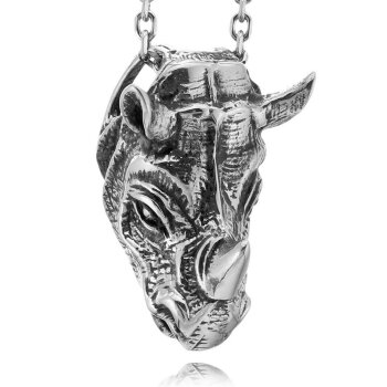 Anhänger Nashorn Rhinozeros aus 316 L Edelstahl inkl.Kette im Etui