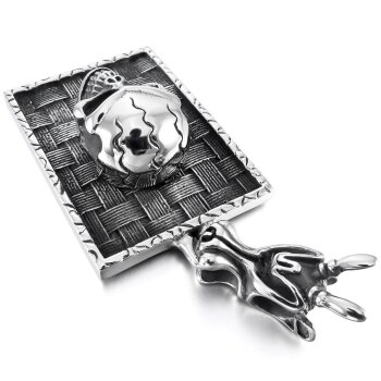 Anhänger XL Dog Tag Skull Totenkopf 3D aus 316 L Edelstahl inkl. Kette im Etui