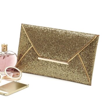 Clutch/ Abend Tasche / Party Tasche Glitter gold