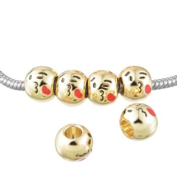 Bead Perle Smily mit Herz aus Edelstahl IP vergoldet