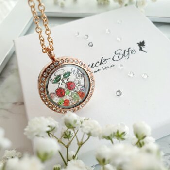 Anhänger Medaillon Zirkonia Floating Charm rosegold inkl. Füllung & Kette