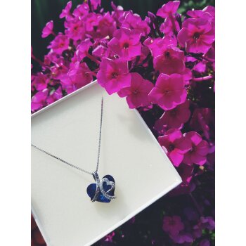 Anhänger Herz I LOVE YOU FOREVER Zirkonia Royal blau aus 925 Silber rhodiniert inkl. Kette im Etui