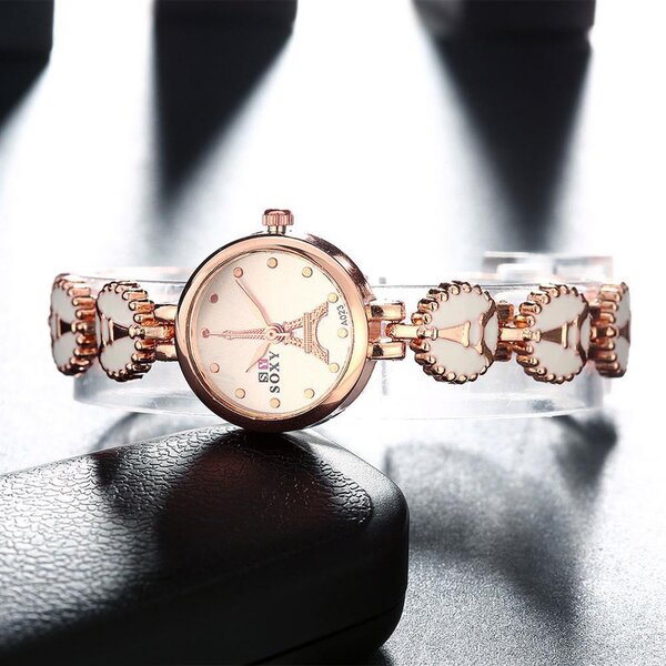 Damen Edelstahl Armbanduhr Rosegold Paris
