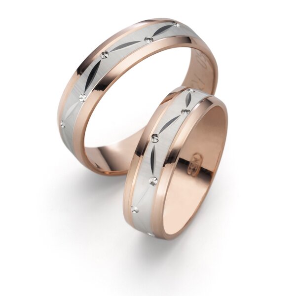 SET Eheringe / Trauringe Sequenz 6 mm 585er Rosegold/ Weigold (14K)