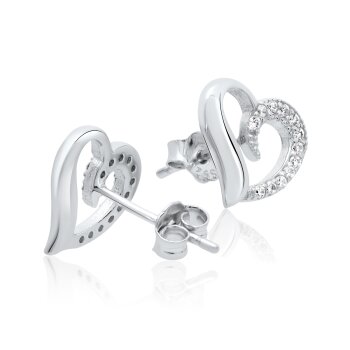 1 Pair Ear Plug Heart Classic Gloss 925 Silver