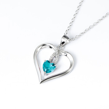 Pendant Heart Aquamarine 925 silver incl. chain