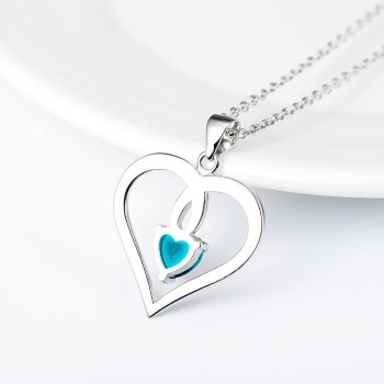 Pendant Heart Aquamarine 925 silver incl. chain