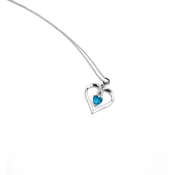 Pendant Heart Aquamarine 925 silver incl. chain