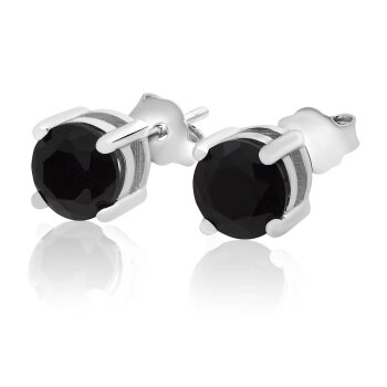 1 Paar Ohr Stecker Schwarz Classic Opal 925 Silber