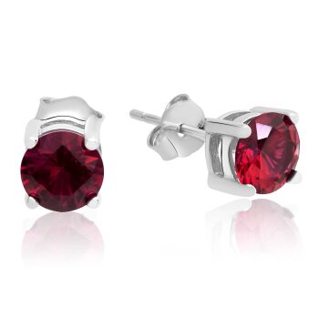 1 Pair Ear Studs red Classic Rubin 925 silver