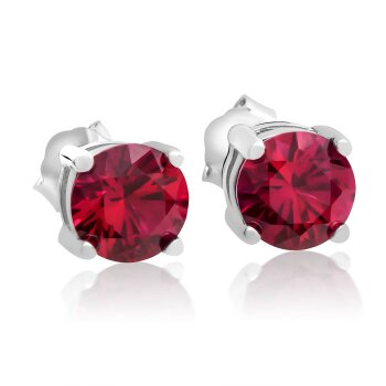 1 Pair Ear Studs red Classic Rubin 925 silver