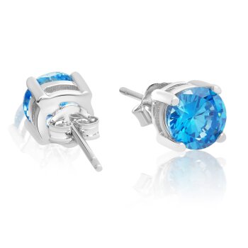 1 Pair Ear Studs Turquoise Classic Aquamarine 925 silver