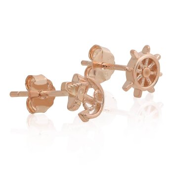 1 pair of ear studs anchor and steering wheel 925 silver...