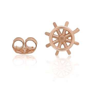 1 pair of ear studs anchor and steering wheel 925 silver rosegolden