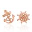 1 pair of ear studs anchor and steering wheel 925 silver rosegolden