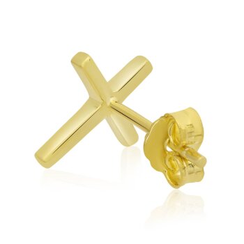 1 Pair Ear Studs Crosses 925 Silver golden