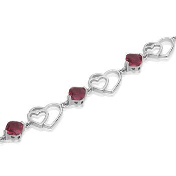 Silberarmband Herz rot Rubin 925 Silber