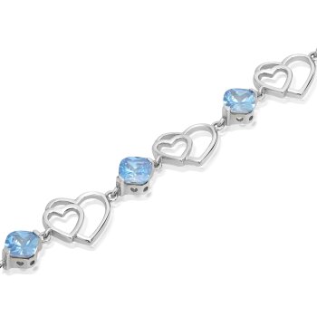 Silberarmband Herz türkis Aqua 925 Silber