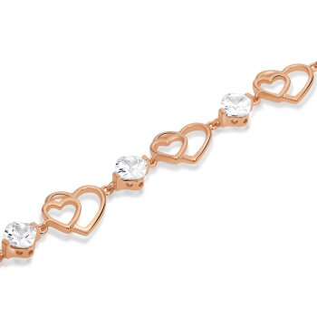 Silberarmband Herz rosegold Zirkonia 925 Silber