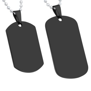 Partnerketten Dog Tag "His Queen, Her King" schwarz