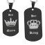 Partnerketten Dog Tag "His Queen, Her King" schwarz