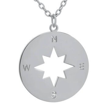 Kette mit Anhänger Compass silberfarben