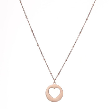 Necklace with pendant heart LUV rose gold coloured