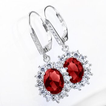 1 Pair of Earrings ruby pave 925 Silver