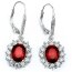 1 Pair of Earrings ruby pave 925 Silver