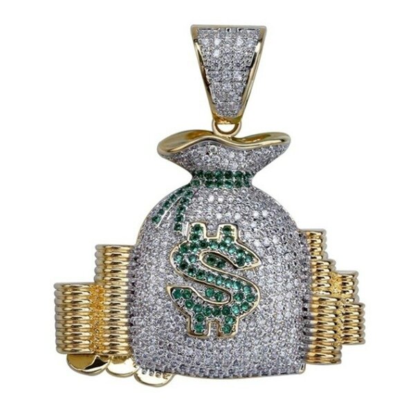 Money Bag Iced out inkl. Kette