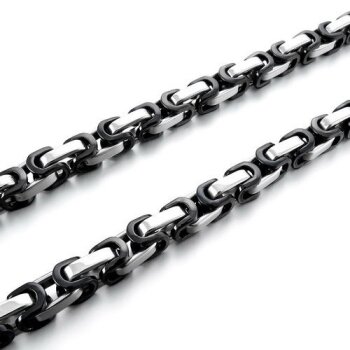 Byzantine king necklace silver black stainless steel UNISEX 8 mm/60 cm