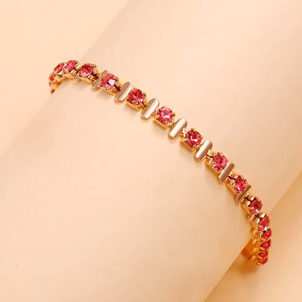 Fukette / Armband vergoldet Strass pink