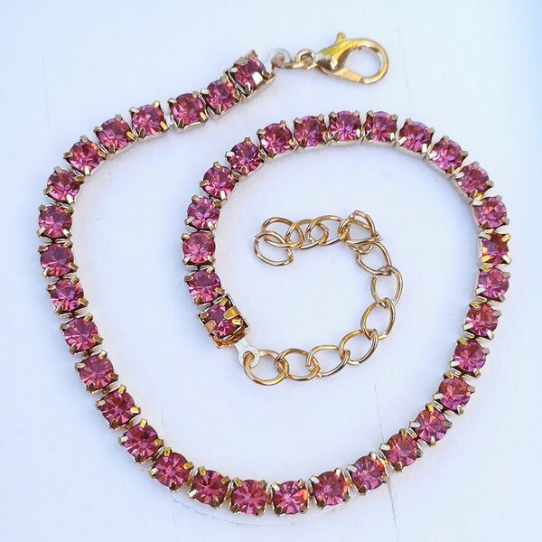 Fukette / Armband vergoldet Strass pink