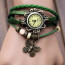 Leder Armbanduhr Schmetterling VINTAGE grün  im Organza Beutel
