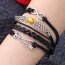 Leder Armband Katze schwarz