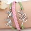 Leder Armband Nature kiwi & rosa  im Organza Beutel