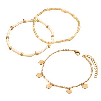 Fußkettchen SET 3 teilig BOHO goldfarben