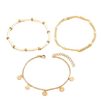 Fußkettchen SET 3 teilig BOHO goldfarben
