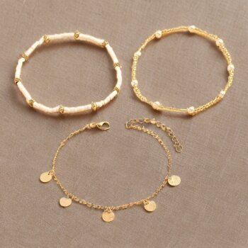 Fußkettchen SET 3 teilig BOHO goldfarben
