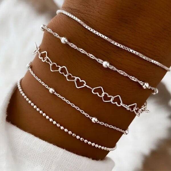 5 tlg. Armband Set Crush silberfarben