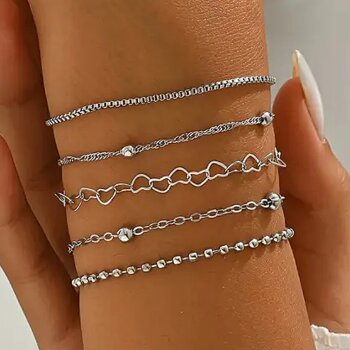 5 tlg. Armband Set Crush silberfarben