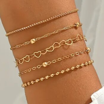 5 tlg. Armband Set Crush goldfarben