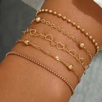 5 tlg. Armband Set Crush goldfarben